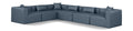 Demetria 144" Navy Vegan Leather Upholstered 6pc. Modular Sectional - Sec6A