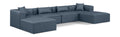 Demetria 144" Navy Vegan Leather Upholstered 6pc. Modular Sectional - Sec6B