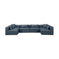 Demetria 144" Navy Vegan Leather Upholstered 6pc. Modular Sectional - Sec6D