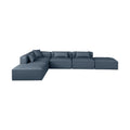 Demetria 144" Navy Vegan Leather Upholstered 6pc. Modular Sectional - Sec6E