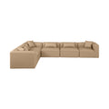 Demetria 144" Tan Vegan Leather Upholstered 6pc. Modular Sectional - Sec6A