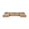 Demetria 144" Tan Vegan Leather Upholstered 6pc. Modular Sectional - Sec6B