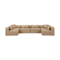 Demetria 144" Tan Vegan Leather Upholstered 6pc. Modular Sectional - Sec6D
