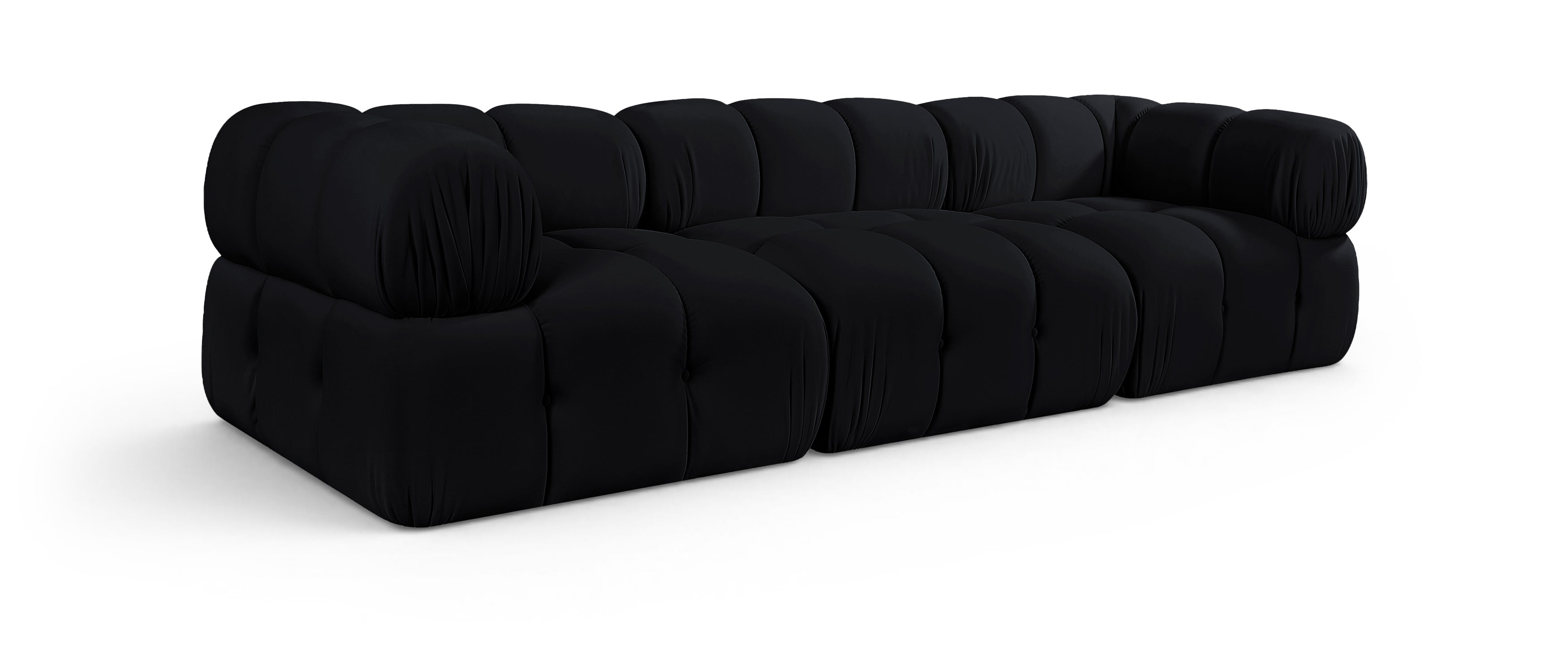 Octavia Black Velvet Performance Fabric Upholstered 3 pc. Modular Sofa - S3A
