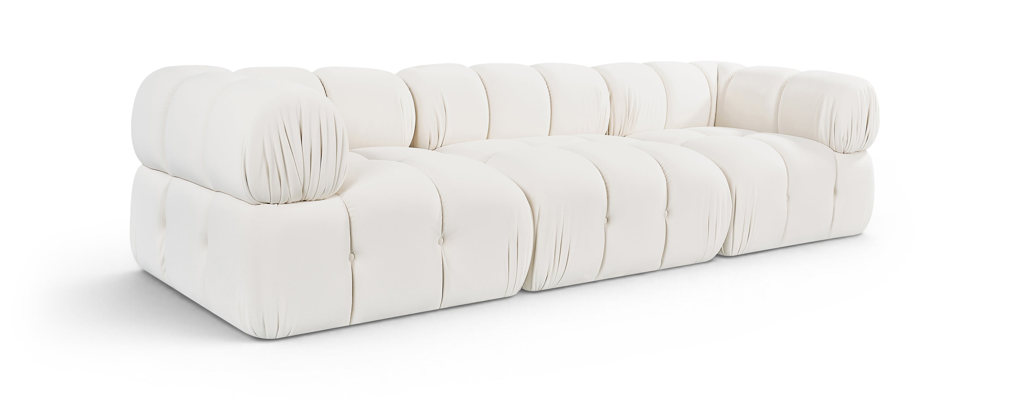 Octavia Cream Velvet Performance Fabric Upholstered 3 pc. Modular Sofa - S3A