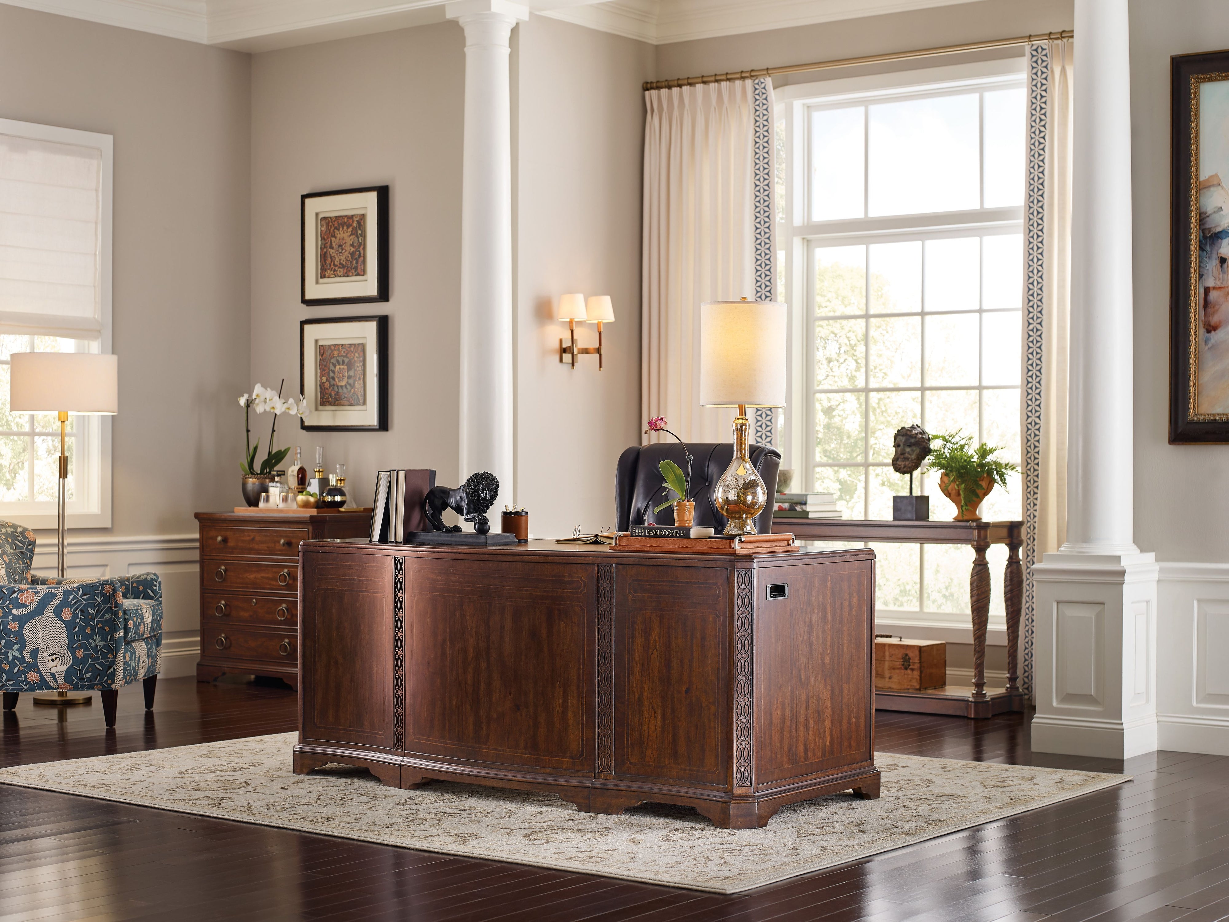 Charleston Executive Desk–Maraschino Cherry, Leather Insert