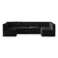 Phaedra 126" Black Velvet Upholstered Comfort 6pc. Modular Sectional - Sec6B
