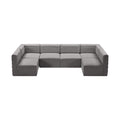 Phaedra 126" Grey Velvet Upholstered Comfort 6pc. Modular Sectional - Sec6B