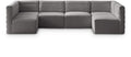 Phaedra 126" Grey Velvet Upholstered Comfort 6pc. Modular Sectional - Sec6B