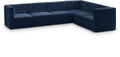 Phaedra 126" Navy Velvet Upholstered Comfort 6pc. Modular Sectional - Sec6A