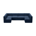 Phaedra 126" Navy Velvet Upholstered Comfort 6pc. Modular Sectional - Sec6B