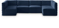 Phaedra 126" Navy Velvet Upholstered Comfort 6pc. Modular Sectional - Sec6B