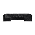 Tiziana 128" Black Velvet Upholstered 6pc. Modular Sectional - Sec6B
