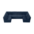 Tiziana 128" Navy Velvet Upholstered 6pc. Modular Sectional - Sec6B