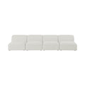 Mafalda 132" Linen Textured Fabric Upholstered 4pc. Armless Modular Sofa