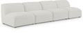 Mafalda 132" Linen Textured Fabric Upholstered 4pc. Armless Modular Sofa