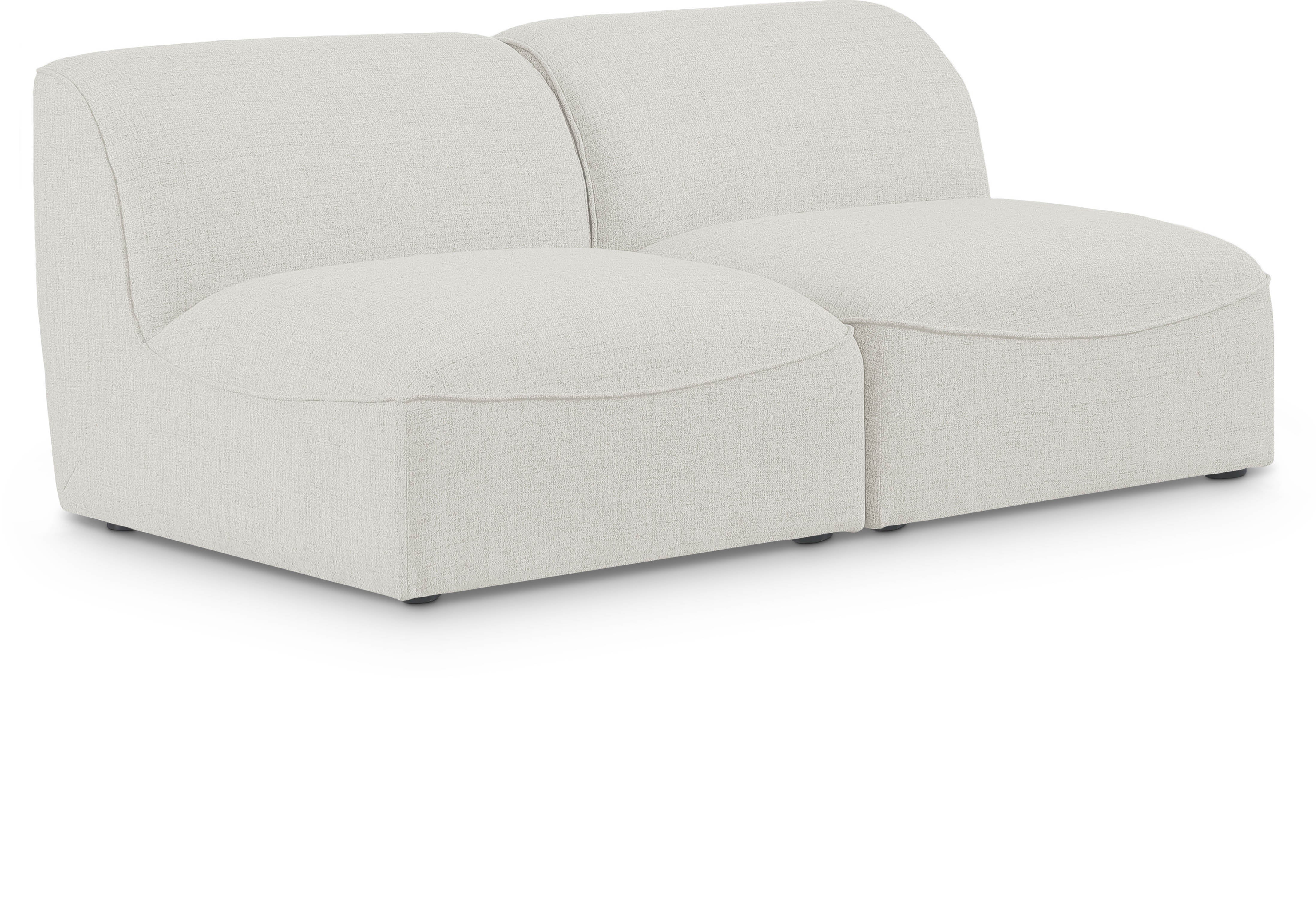 Mafalda 66" Linen Textured Fabric Upholstered 2pc. Armless Modular Loveseat