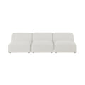 Mafalda 99" Linen Textured Fabric Upholstered 3pc. Armless Modular Sofa