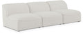 Mafalda 99" Linen Textured Fabric Upholstered 3pc. Armless Modular Sofa