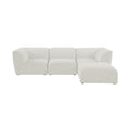 Mafalda 109" Cream Linen Textured Fabric Upholstered 4pc. Modular Sectional - Sec4A