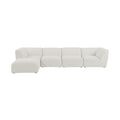 Mafalda 142" Cream Linen Textured Fabric Upholstered 5pc. Modular Sectional - Sec5A