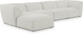 Mafalda 142" Cream Linen Textured Fabric Upholstered 5pc. Modular Sectional - Sec5A