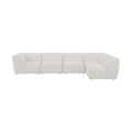 Mafalda 142" Cream Linen Textured Fabric Upholstered 5pc. Modular Sectional - Sec5D