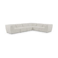 Mafalda 142" Cream Linen Textured Fabric Upholstered 6pc. Modular Sectional - Sec6B
