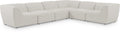 Mafalda 142" Cream Linen Textured Fabric Upholstered 6pc. Modular Sectional - Sec6B