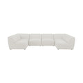 Mafalda 142" Cream Linen Textured Fabric Upholstered 6pc. Modular Sectional - Sec6D