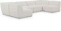 Mafalda 142" Cream Linen Textured Fabric Upholstered 6pc. Modular Sectional - Sec6D