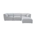 Mafalda 109" Grey Linen Textured Fabric Upholstered 4pc. Modular Sectional - Sec4A