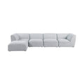 Mafalda 142" Grey Linen Textured Fabric Upholstered 5pc. Modular Sectional - Sec5A