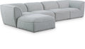 Mafalda 142" Grey Linen Textured Fabric Upholstered 5pc. Modular Sectional - Sec5A