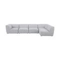 Mafalda 142" Grey Linen Textured Fabric Upholstered 5pc. Modular Sectional - Sec5D