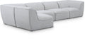 Mafalda 142" Grey Linen Textured Fabric Upholstered 5pc. Modular Sectional - Sec5D