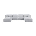 Mafalda 142" Grey Linen Textured Fabric Upholstered 6pc. Modular Sectional - Sec6A