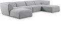 Mafalda 142" Grey Linen Textured Fabric Upholstered 6pc. Modular Sectional - Sec6A