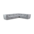 Mafalda 142" Grey Linen Textured Fabric Upholstered 6pc. Modular Sectional - Sec6B