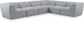 Mafalda 142" Grey Linen Textured Fabric Upholstered 6pc. Modular Sectional - Sec6B