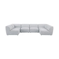 Mafalda 142" Grey Linen Textured Fabric Upholstered 6pc. Modular Sectional - Sec6D