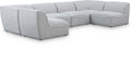 Mafalda 142" Grey Linen Textured Fabric Upholstered 6pc. Modular Sectional - Sec6D