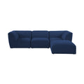 Mafalda 109" Navy Linen Textured Fabric Upholstered 4pc. Modular Sectional - Sec4A