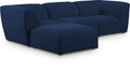 Mafalda 109" Navy Linen Textured Fabric Upholstered 4pc. Modular Sectional - Sec4A