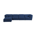 Mafalda 142" Navy Linen Textured Fabric Upholstered 5pc. Modular Sectional - Sec5A