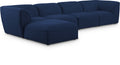 Mafalda 142" Navy Linen Textured Fabric Upholstered 5pc. Modular Sectional - Sec5A