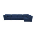 Mafalda 142" Navy Linen Textured Fabric Upholstered 5pc. Modular Sectional - Sec5D