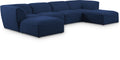 Mafalda 142" Navy Linen Textured Fabric Upholstered 6pc. Modular Sectional - Sec6A
