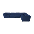 Mafalda 142" Navy Linen Textured Fabric Upholstered 6pc. Modular Sectional - Sec6B