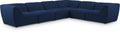 Mafalda 142" Navy Linen Textured Fabric Upholstered 6pc. Modular Sectional - Sec6B
